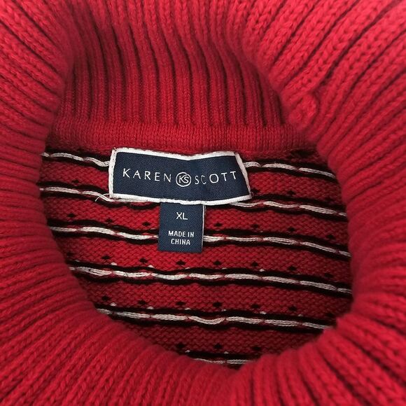 Karen Scott Women's XL Red Knit Turtle Neck Sweater Christmas Valentines. (1132) - Picture 3 of 7